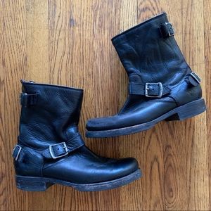 Frye Veronica Back Zip Buckle Moto Boots